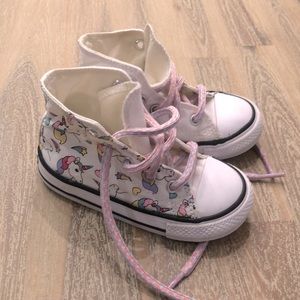 Unicorn + rainbow girls converse high-top